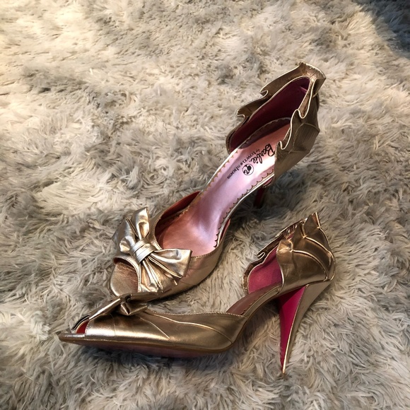 Gold Barbie by Town Shoes Peeptoe Shoes - Picture 1 of 4